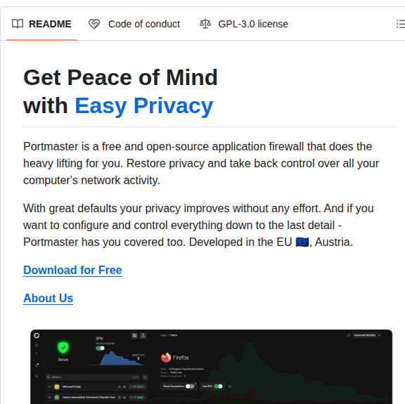 Safing Portmaster screenshot