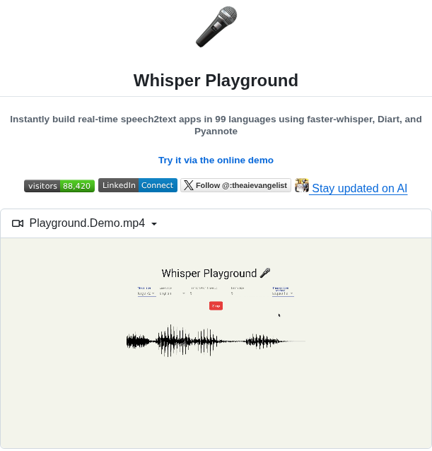 Saharmor Whisper Playground screenshot