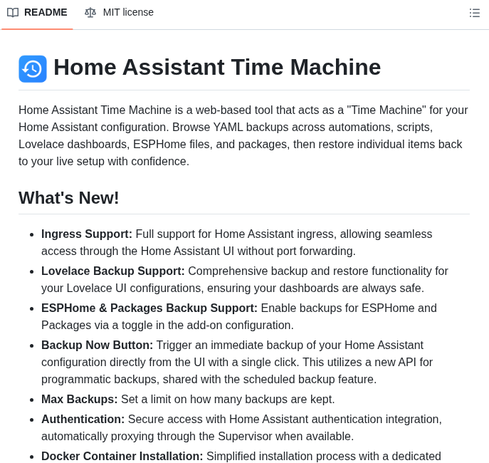 Saihgupr Homeassistanttimemachine screenshot