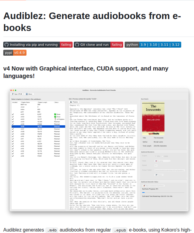 Santinic Audiblez screenshot