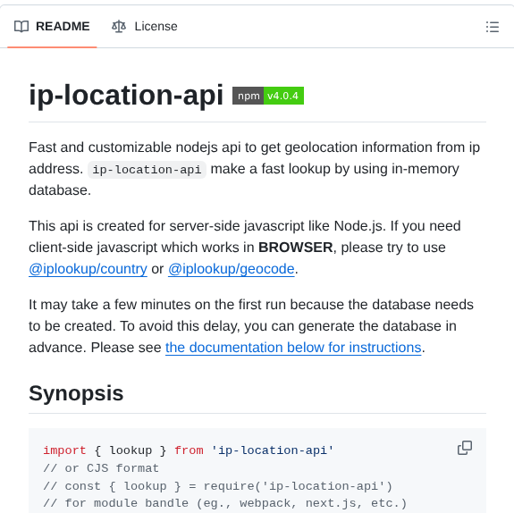 Sapics Ip Location Api screenshot