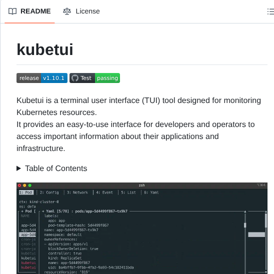 Sarub0b0 Kubetui screenshot