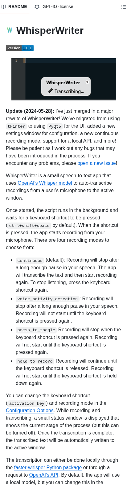 Savbell Whisper Writer screenshot