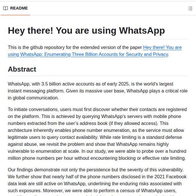 Sbaresearch Whatsapp Census screenshot