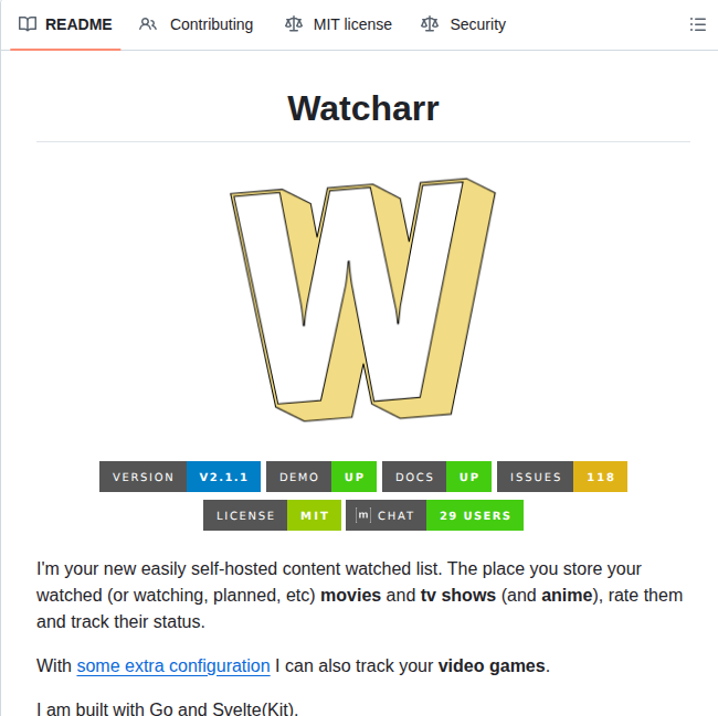 Sbondco Watcharr screenshot