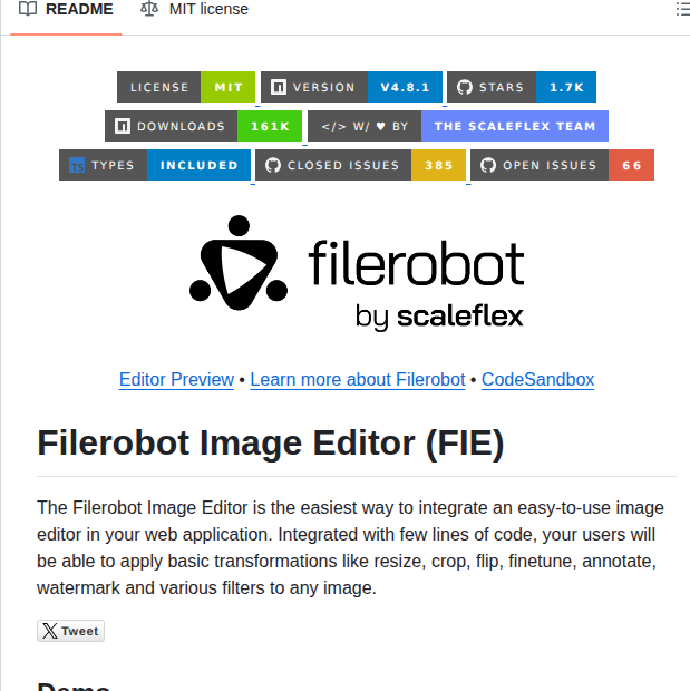 Scaleflex Filerobot Image Editor screenshot