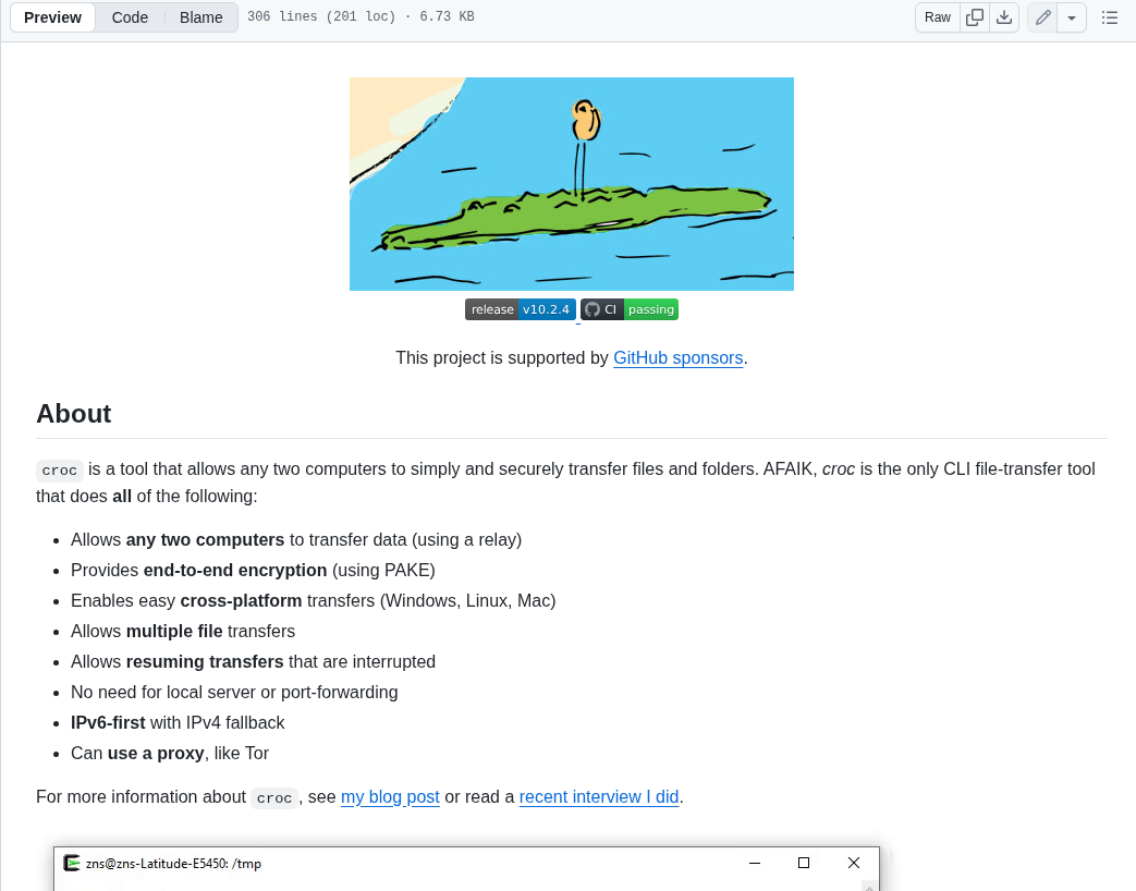 Schollz Croc screenshot
