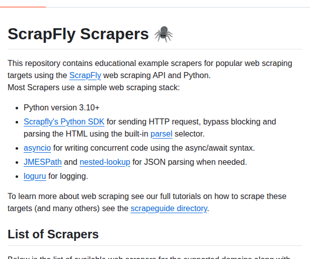 Scrapfly Scrapfly Scrapers screenshot