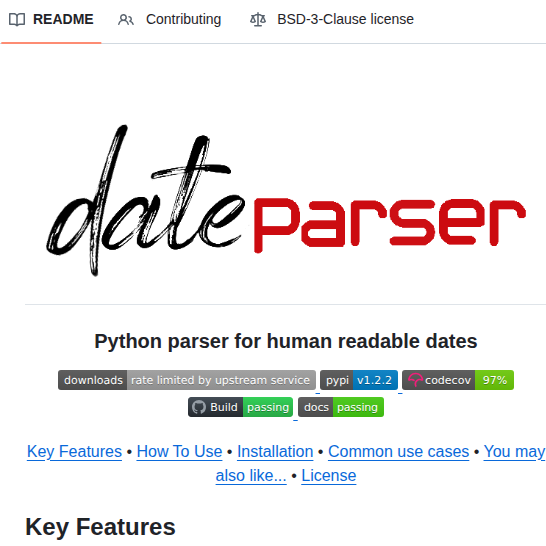 Scrapinghub Dateparser screenshot