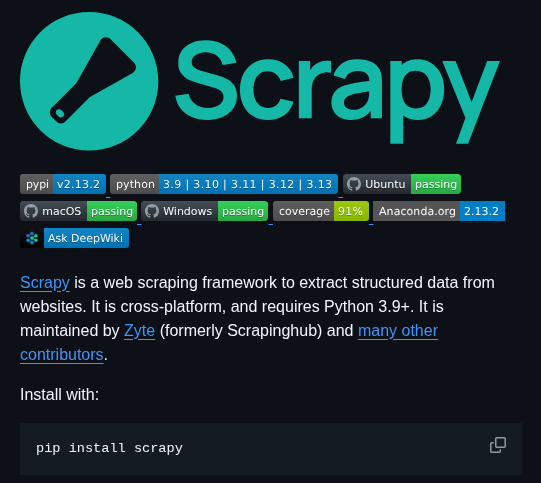 Scrapy Scrapy screenshot