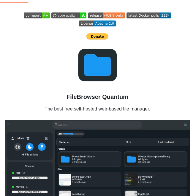 Gtsteffaniak Filebrowser screenshot
