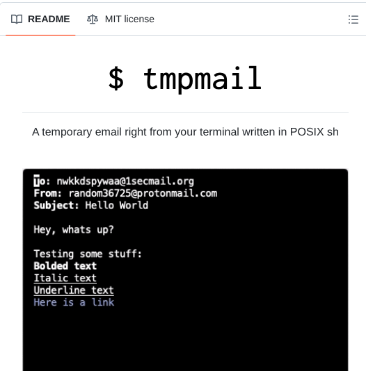 Sdushantha Tmpmail screenshot