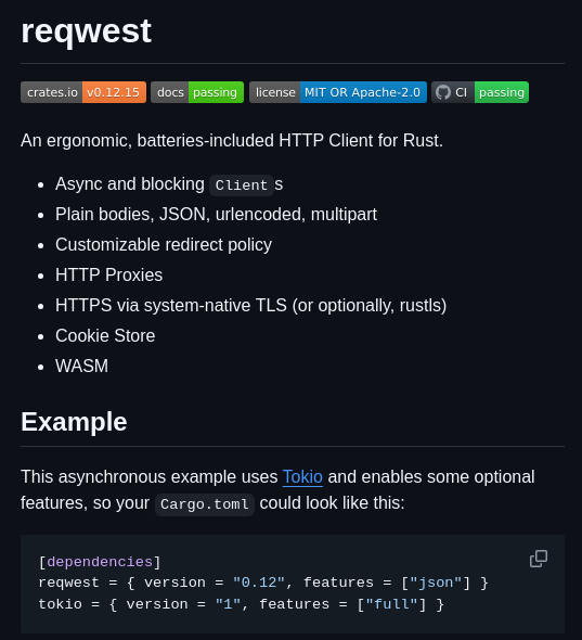 Seanmonstar Reqwest screenshot