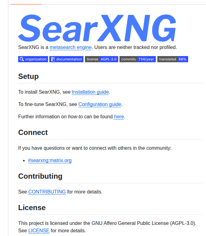 Searxng Searxng screenshot
