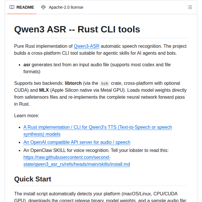 Second State Qwen3_asr_rs screenshot
