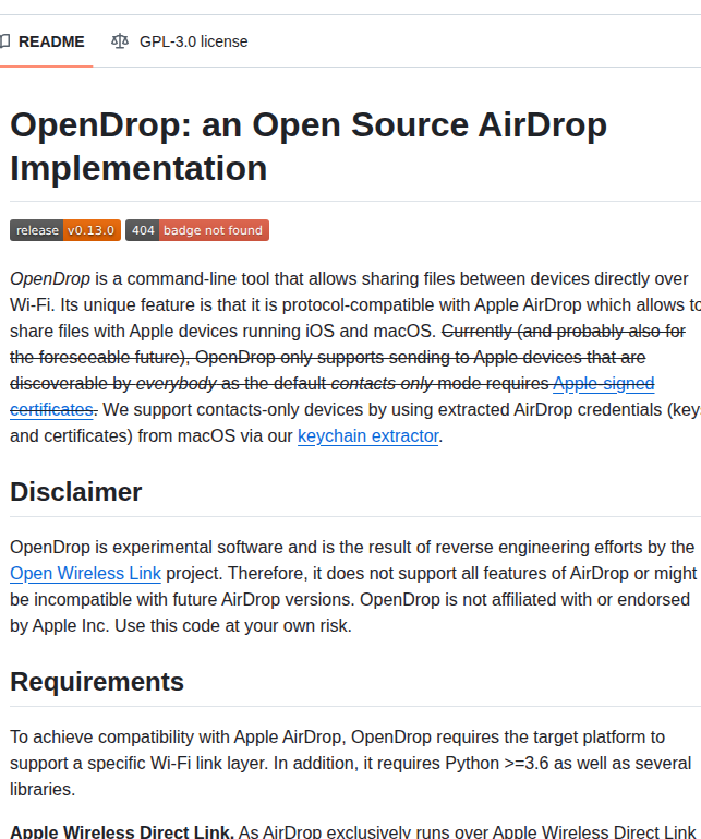 Seemoo Lab Opendrop screenshot