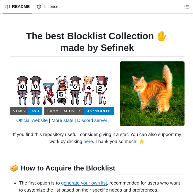 Sefinek Sefinek Blocklist Collection screenshot