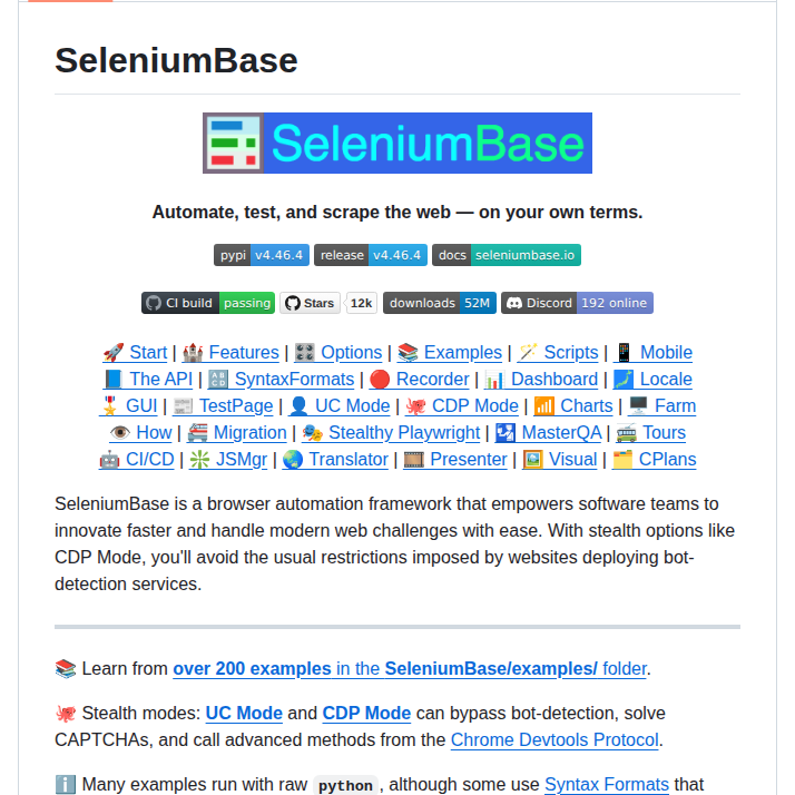 Seleniumbase Seleniumbase screenshot