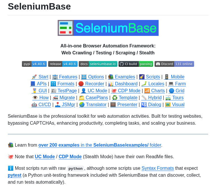 Seleniumbase Seleniumbase screenshot