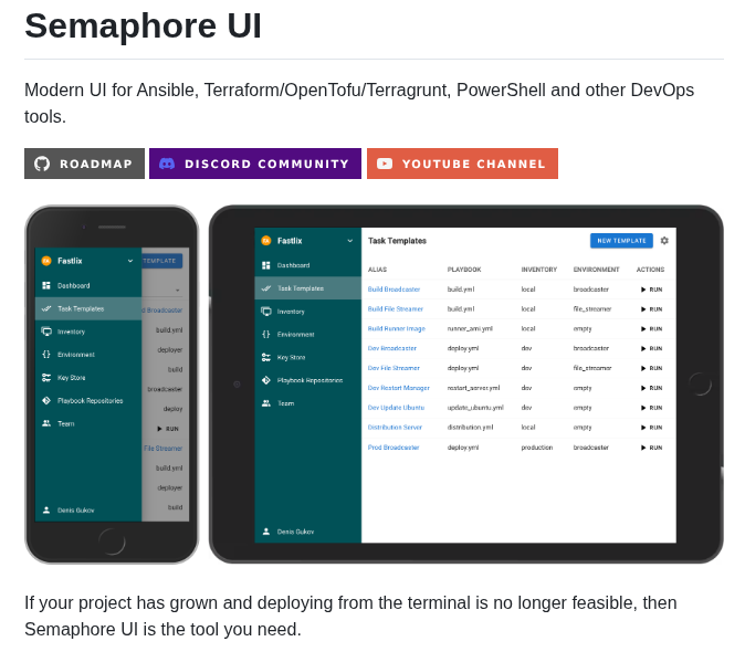 Semaphoreui Semaphore screenshot