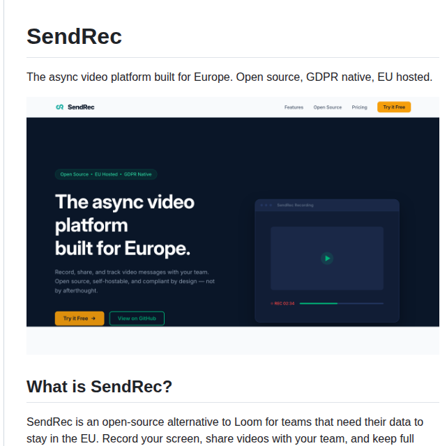 Sendrec Sendrec screenshot