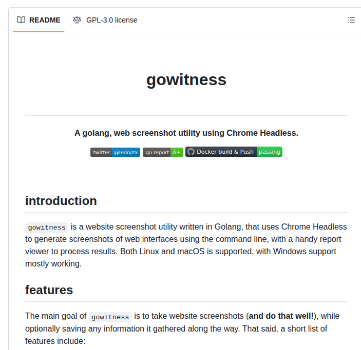 Sensepost Gowitness screenshot