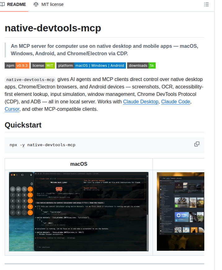 Sh3ll3x3c Native Devtools Mcp screenshot