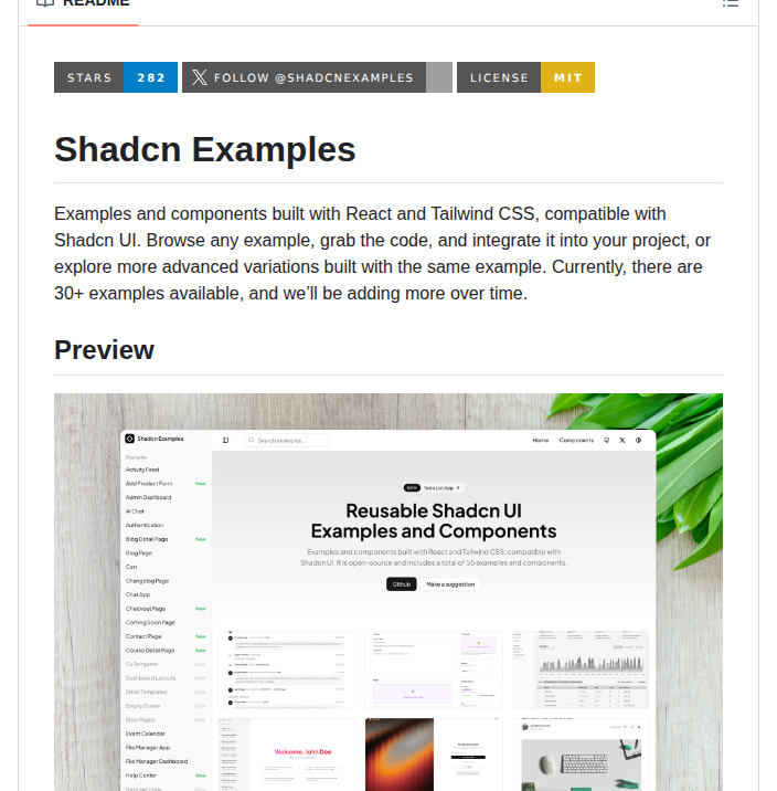 Shadcn Examples Shadcn Examples screenshot