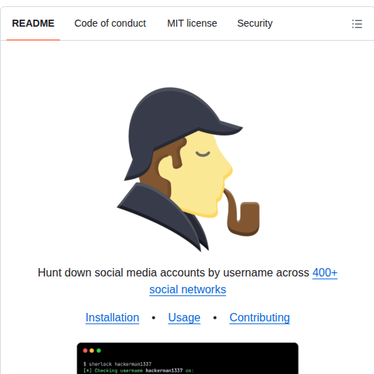 Sherlock Project Sherlock screenshot