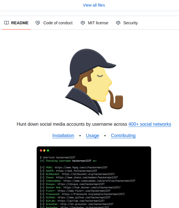 Sherlock Project Sherlock screenshot