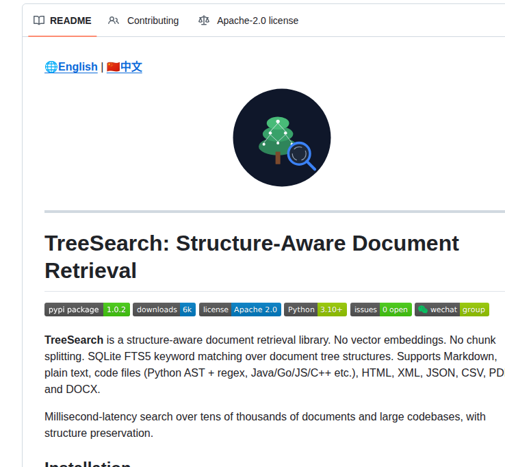 Shibing624 Treesearch screenshot