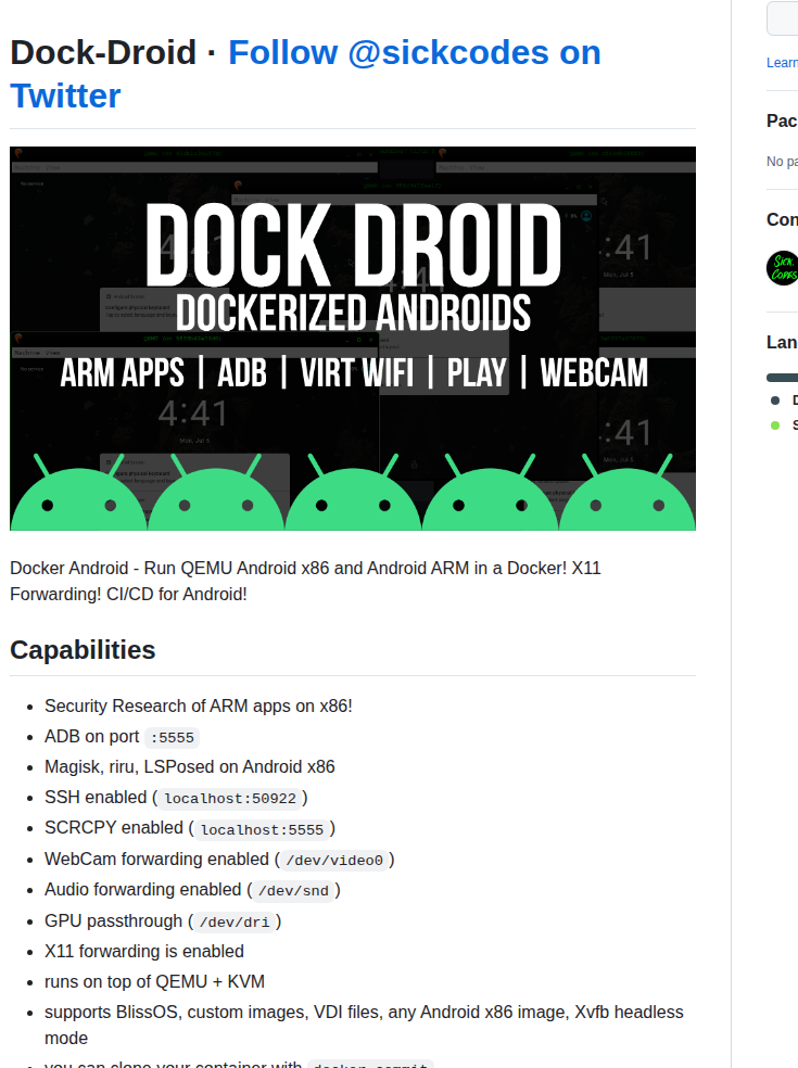 Sickcodes Dock Droid screenshot