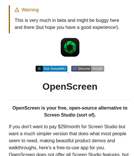 Siddharthvaddem Openscreen screenshot