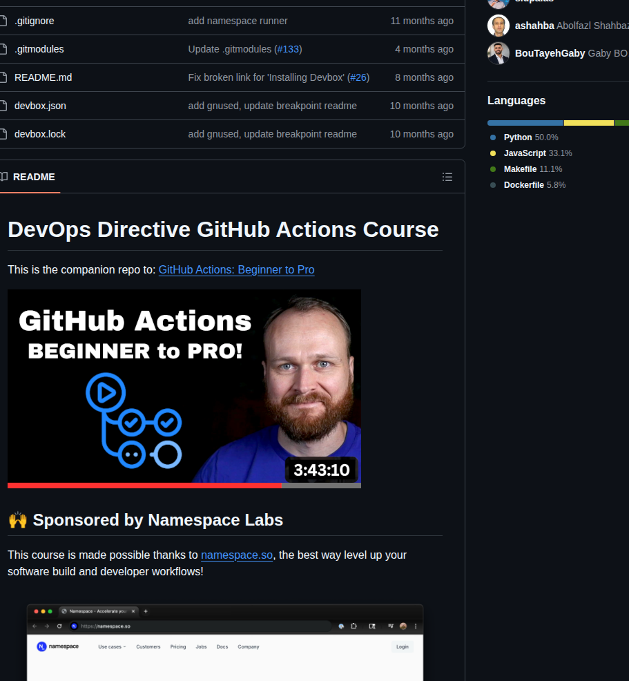 Sidpalas Devops Directive Github Actions Course screenshot