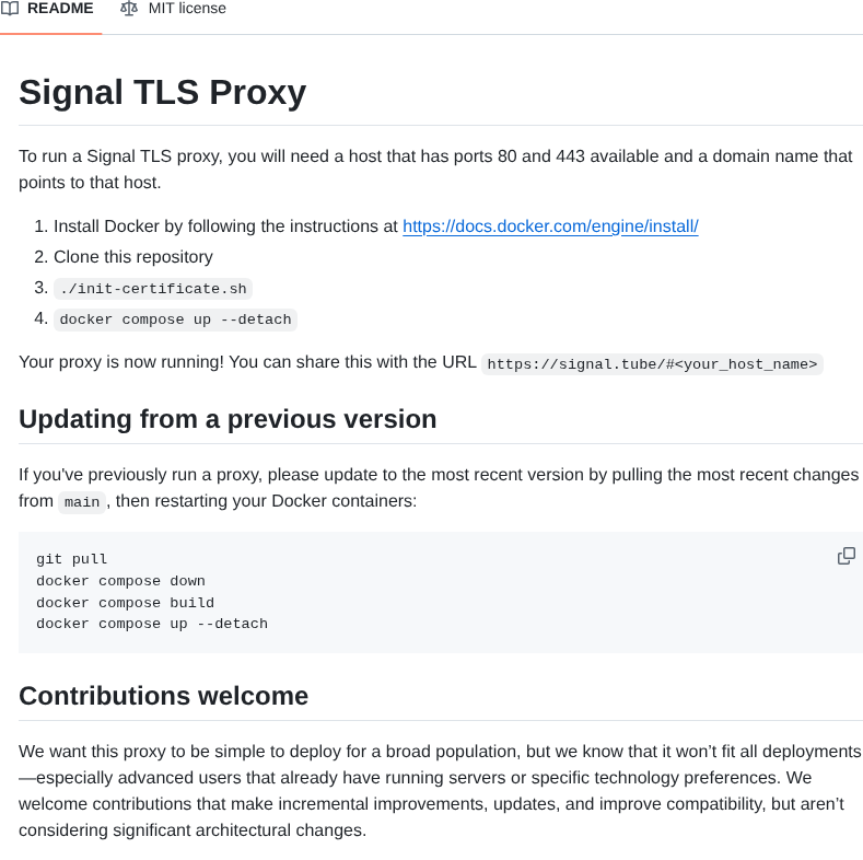 Signalapp Signal Tls Proxy screenshot