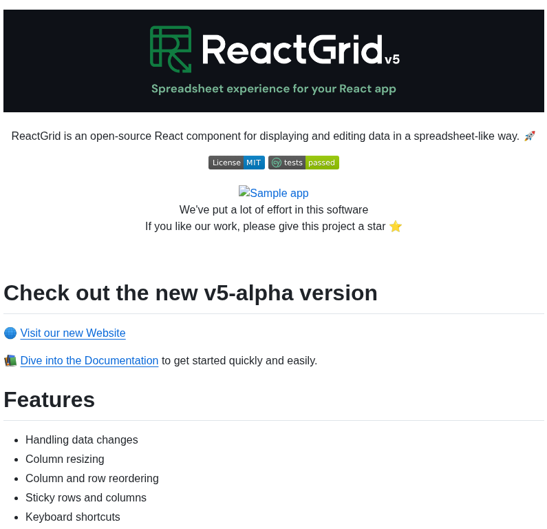 Silevis Reactgrid screenshot