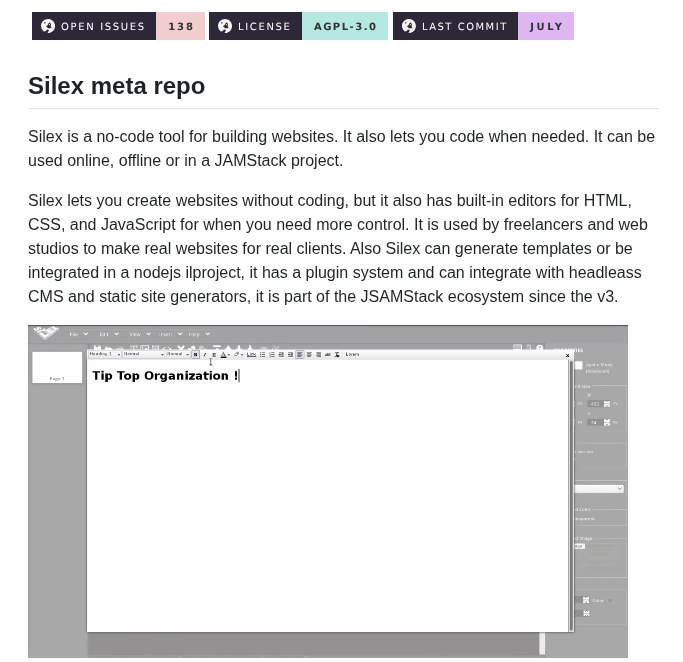 Silexlabs Silex screenshot