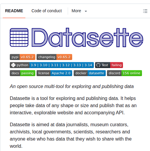 Simonw Datasette screenshot