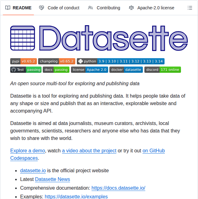 Simonw Datasette screenshot