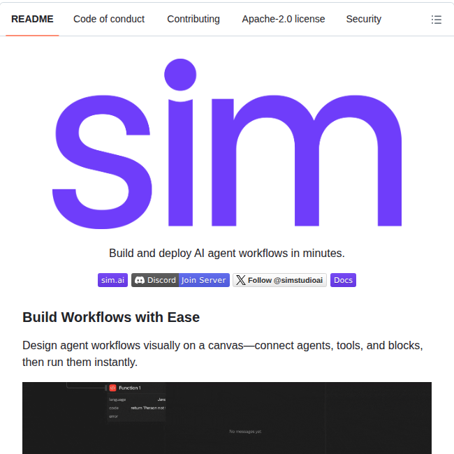 Simstudioai Sim screenshot