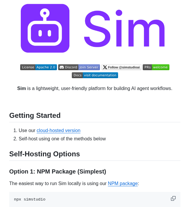 Simstudioai Sim screenshot
