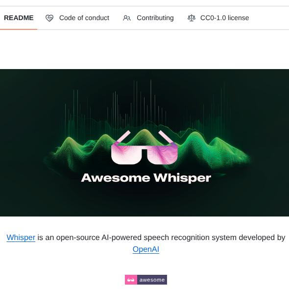 Sindresorhus Awesome Whisper screenshot