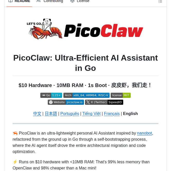 Sipeed Picoclaw screenshot