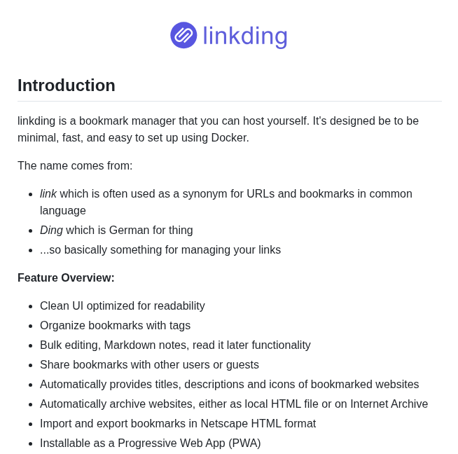 Sissbruecker Linkding screenshot