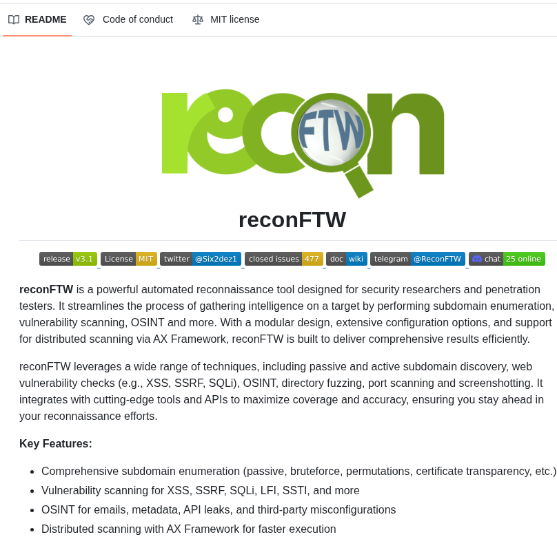 Six2dez Reconftw screenshot