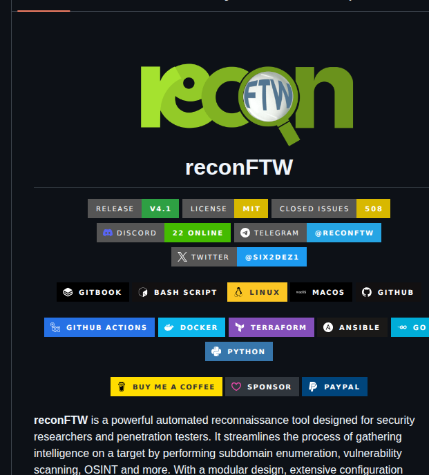 Six2dez Reconftw screenshot