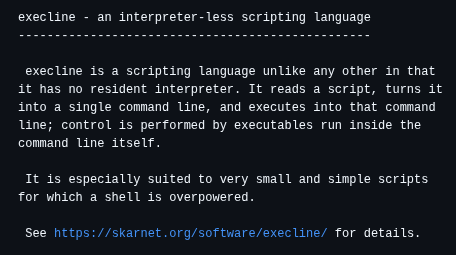 Skarnet Execline screenshot