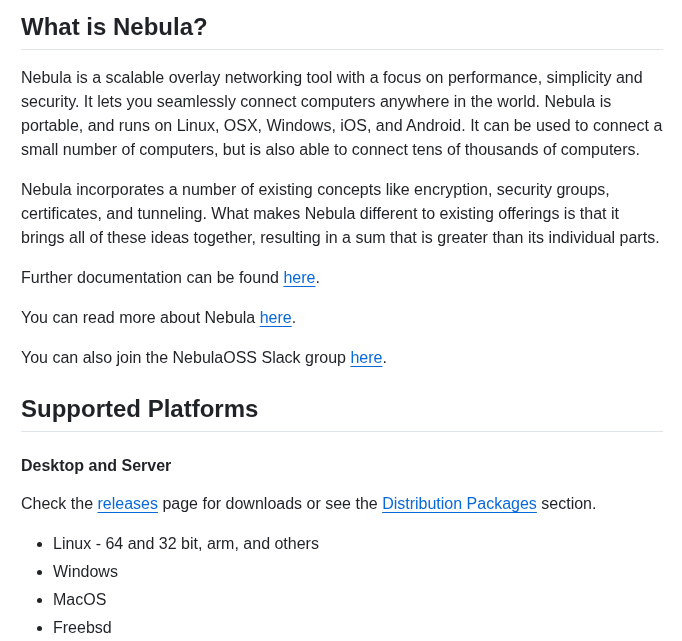 Slackhq Nebula screenshot