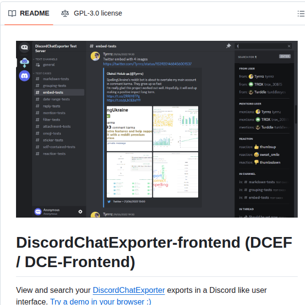 Slatinsky Discordchatexporter Frontend screenshot
