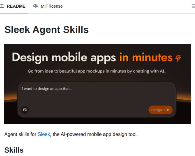 Sleekdotdesign Agent Skills screenshot